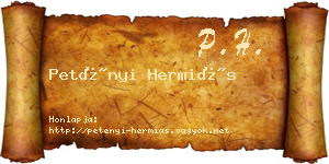 Petényi Hermiás névjegykártya